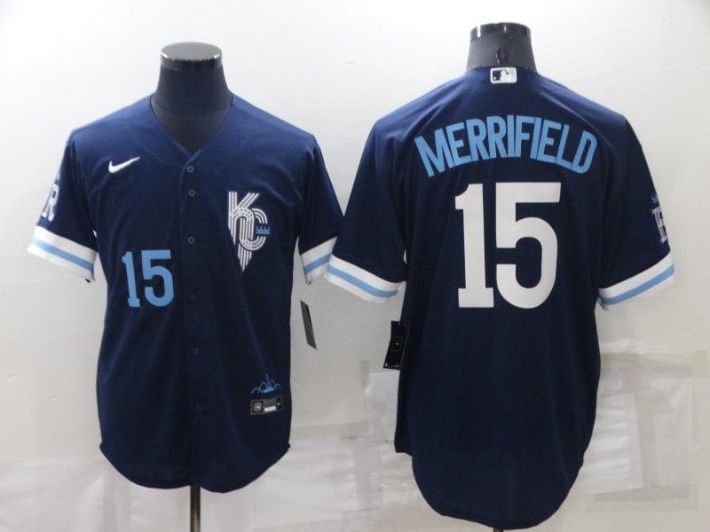 Men Kansas City Royals #15 Merrifield Blue City Edition Game Nike 2022 MLB Jerseys